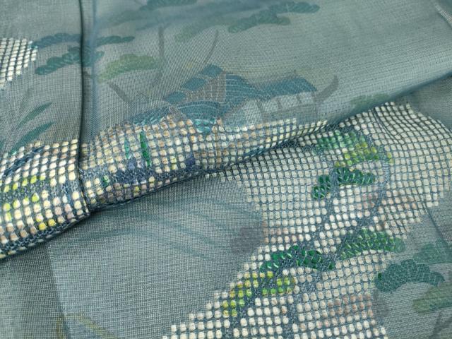 平和屋着物▽中国三大刺繍 スワトウ刺繍 汕頭刺繍 訪問着 無双 紗袷 紗×絽 茶屋辻流水花文 正絹 逸品 DAAV5321az