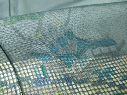 平和屋着物▽中国三大刺繍 スワトウ刺繍 汕頭刺繍 訪問着 無双 紗袷 紗×絽 茶屋辻流水花文 正絹 逸品 DAAV5321az