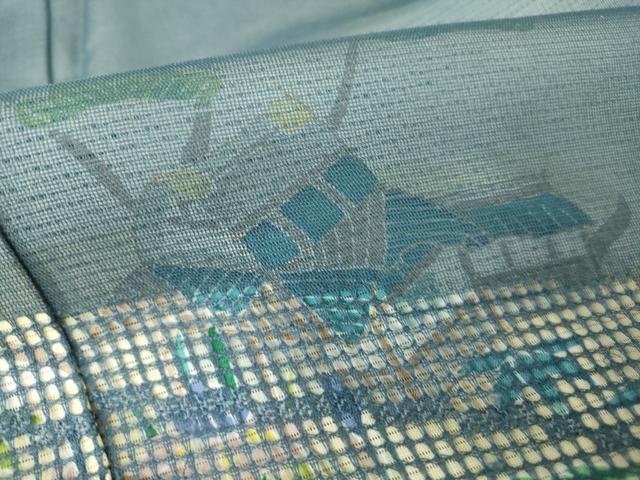 平和屋着物▽中国三大刺繍 スワトウ刺繍 汕頭刺繍 訪問着 無双 紗袷 紗×絽 茶屋辻流水花文 正絹 逸品 DAAV5321az