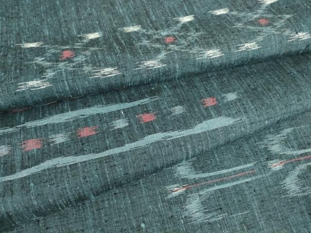 平和屋着物▽上質な紬 単衣 横段絣文 正絹 逸品 DAAV5322az