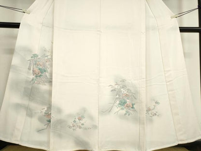 平和屋着物▽訪問着 単衣 誰が袖花文 暈し染め 正絹 逸品 DAAV5326az
