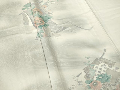 平和屋着物▽訪問着 単衣 誰が袖花文 暈し染め 正絹 逸品 DAAV5326az