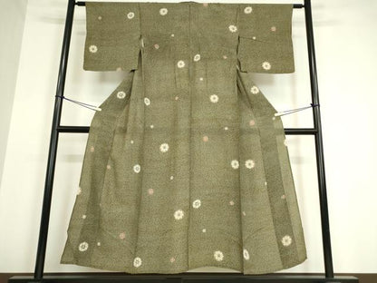 平和屋着物▽上質な小紋　単衣　舞花文　正絹　逸品　DAAV5327az