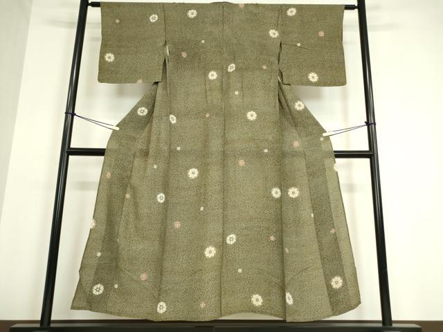 平和屋着物▽上質な小紋　単衣　舞花文　正絹　逸品　DAAV5327az