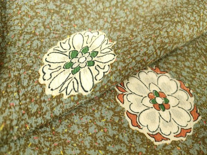 平和屋着物▽上質な小紋　単衣　舞花文　正絹　逸品　DAAV5327az