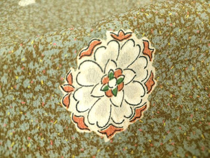 平和屋着物▽上質な小紋　単衣　舞花文　正絹　逸品　DAAV5327az