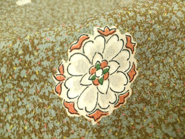 平和屋着物▽上質な小紋　単衣　舞花文　正絹　逸品　DAAV5327az