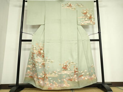 平和屋着物▽訪問着　単衣　花車文　金彩　正絹　逸品　未使用　DAAV5328az