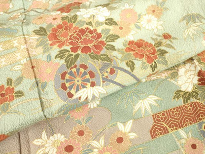 平和屋着物▽訪問着　単衣　花車文　金彩　正絹　逸品　未使用　DAAV5328az