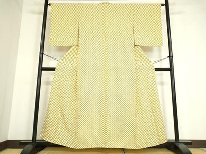 平和屋着物▽上質な小紋　単衣　網目文　正絹　逸品　DAAV5330az