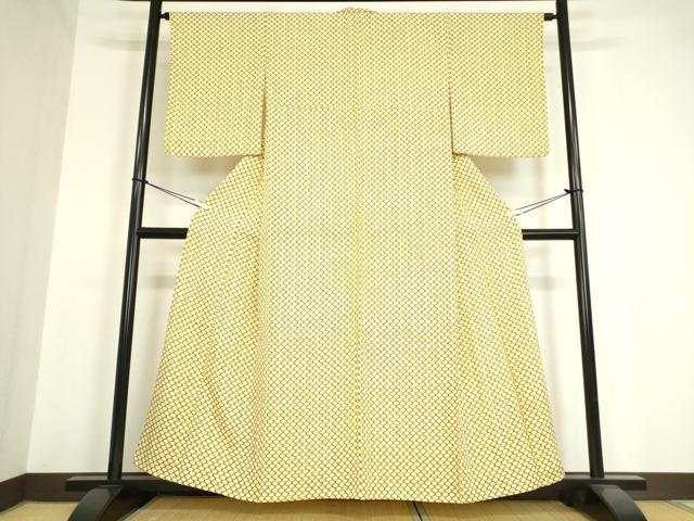 平和屋着物▽上質な小紋　単衣　網目文　正絹　逸品　DAAV5330az