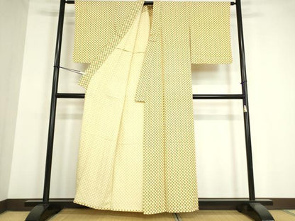 平和屋着物▽上質な小紋　単衣　網目文　正絹　逸品　DAAV5330az