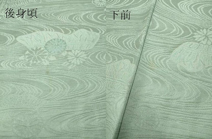 平和屋着物▽上質な色無地 単衣 流水籬地紋 秘色色 正絹 逸品 DAAV5331az