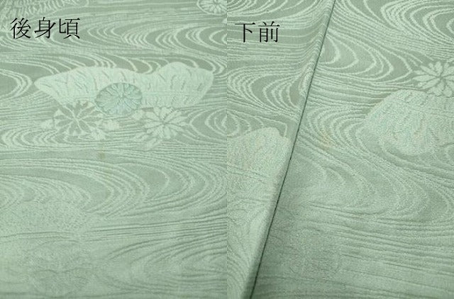 平和屋着物▽上質な色無地 単衣 流水籬地紋 秘色色 正絹 逸品 DAAV5331az