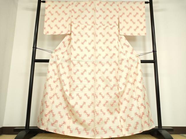 平和屋着物▽上質な紬　単衣　絣文　正絹　逸品　DAAV5333az