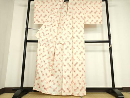 平和屋着物▽上質な紬　単衣　絣文　正絹　逸品　DAAV5333az
