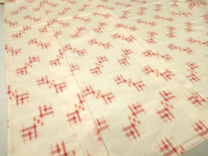 平和屋着物▽上質な紬　単衣　絣文　正絹　逸品　DAAV5333az