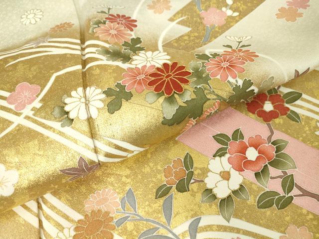 平和屋着物▽訪問着 単衣 駒刺繍 舞花文 金彩 正絹 逸品 未使用 DAAV5337az
