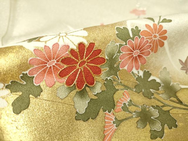 平和屋着物▽訪問着 単衣 駒刺繍 舞花文 金彩 正絹 逸品 未使用 DAAV5337az