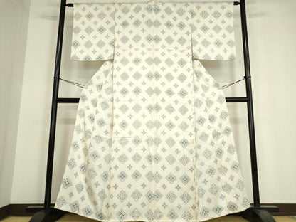 平和屋着物▽上質な小紋 単衣 菱花文 正絹 逸品 DAAV5338az
