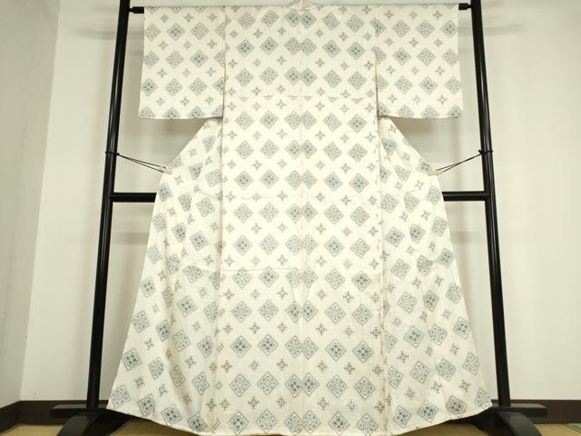 平和屋着物▽上質な小紋 単衣 菱花文 正絹 逸品 DAAV5338az