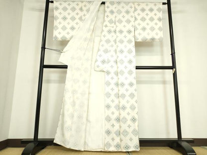 平和屋着物▽上質な小紋 単衣 菱花文 正絹 逸品 DAAV5338az