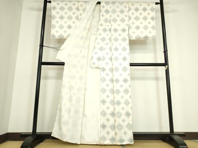 平和屋着物▽上質な小紋 単衣 菱花文 正絹 逸品 DAAV5338az