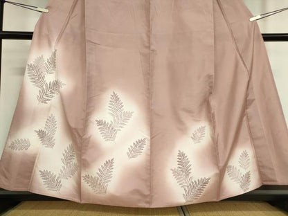 平和屋着物▽訪問着　単衣　紬地　草葉文　暈し染め　正絹　逸品　DAAV5339az