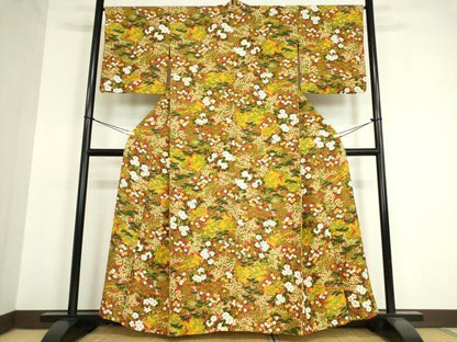 平和屋着物▽上質な小紋 単衣 風景花文 正絹 逸品DAAV5340az