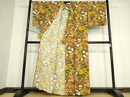 平和屋着物▽上質な小紋 単衣 風景花文 正絹 逸品DAAV5340az