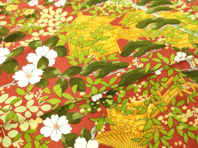 平和屋着物▽上質な小紋 単衣 風景花文 正絹 逸品DAAV5340az