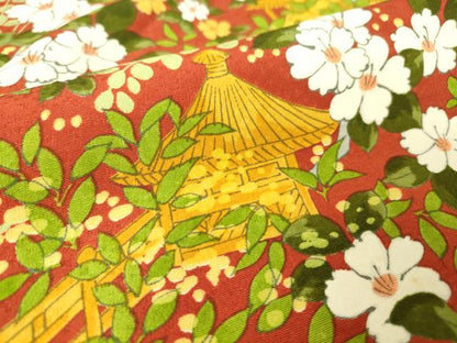 平和屋着物▽上質な小紋 単衣 風景花文 正絹 逸品DAAV5340az