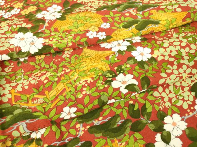 平和屋着物▽上質な小紋 単衣 風景花文 正絹 逸品DAAV5340az