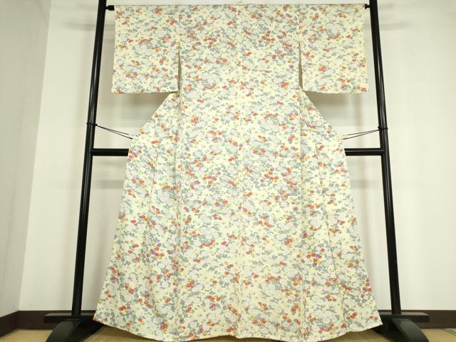 平和屋着物▽上質な小紋 単衣 菊 正絹 逸品 未使用 DAAV5349az