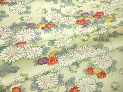 平和屋着物▽上質な小紋 単衣 菊 正絹 逸品 未使用 DAAV5349az
