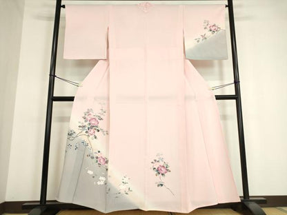 平和屋着物▽訪問着 単衣 友禅 枝花文 暈し染め 正絹 逸品 DAAV5353az