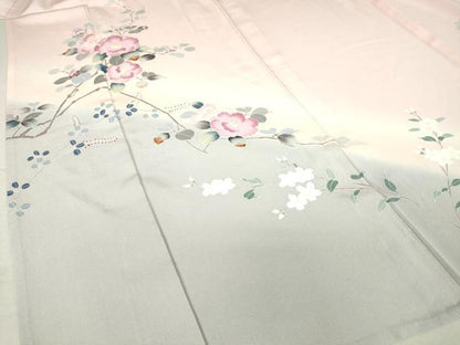 平和屋着物▽訪問着 単衣 友禅 枝花文 暈し染め 正絹 逸品 DAAV5353az