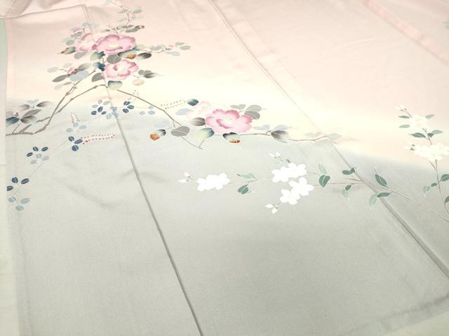 平和屋着物▽訪問着 単衣 友禅 枝花文 暈し染め 正絹 逸品 DAAV5353az