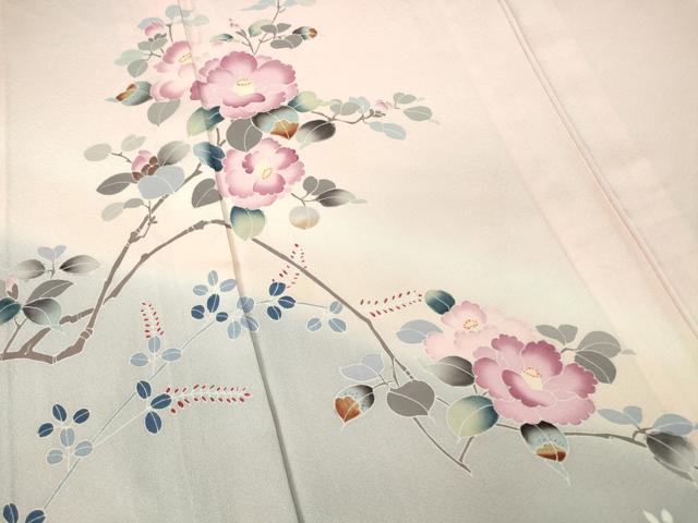 平和屋着物▽訪問着 単衣 友禅 枝花文 暈し染め 正絹 逸品 DAAV5353az