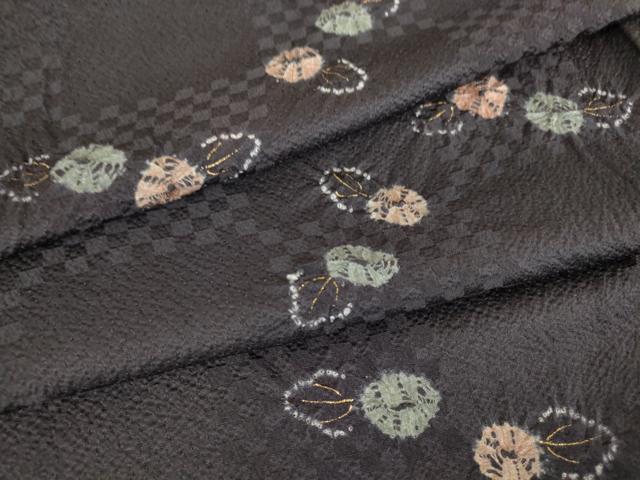 平和屋着物▽上質な小紋　単衣　絞り　舞花文　金彩　正絹　逸品　DAAV5355az