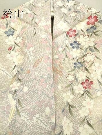 平和屋着物▽上質な小紋 単衣 舞桜扇面文 銀彩 正絹 逸品 DAAV5359az