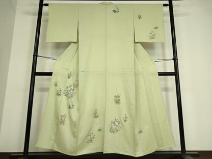 平和屋着物▽訪問着 単衣 草花文 金彩 正絹 逸品 DAAV5360az