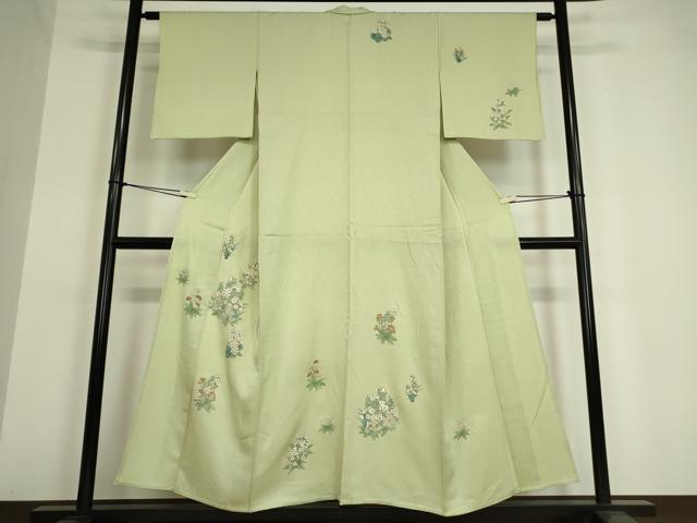 平和屋着物▽訪問着 単衣 草花文 金彩 正絹 逸品 DAAV5360az