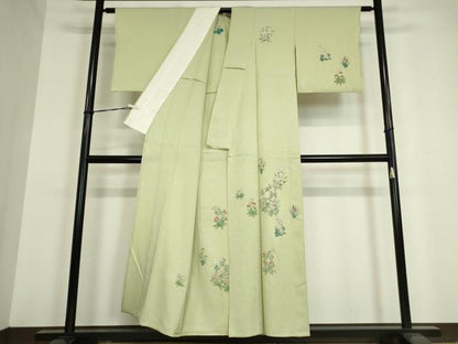 平和屋着物▽訪問着 単衣 草花文 金彩 正絹 逸品 DAAV5360az