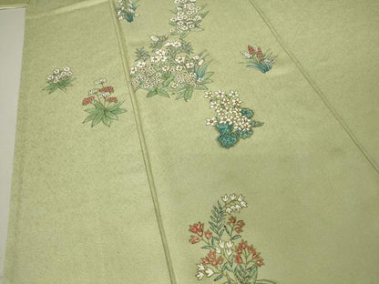 平和屋着物▽訪問着 単衣 草花文 金彩 正絹 逸品 DAAV5360az