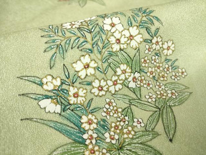 平和屋着物▽訪問着 単衣 草花文 金彩 正絹 逸品 DAAV5360az