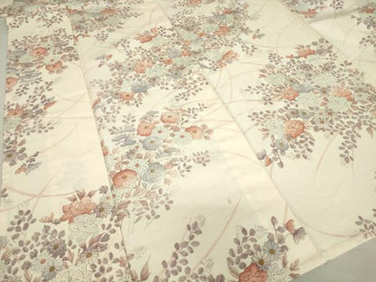 平和屋着物▽上質な小紋 単衣 紬地 草花文 正絹 逸品 DAAV5363az