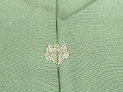 平和屋着物▽上質な色無地 単衣 草葉地紋 裏葉柳色 正絹 逸品 DAAV5364az