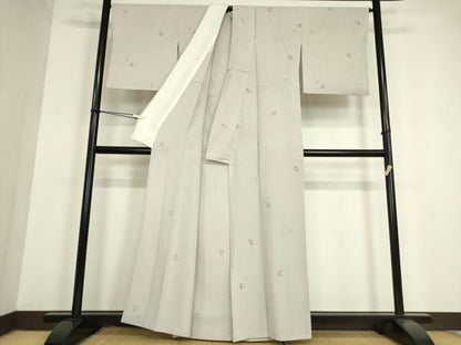 平和屋着物▽上質な小紋　単衣　花丸文　正絹　逸品　DAAV5367az