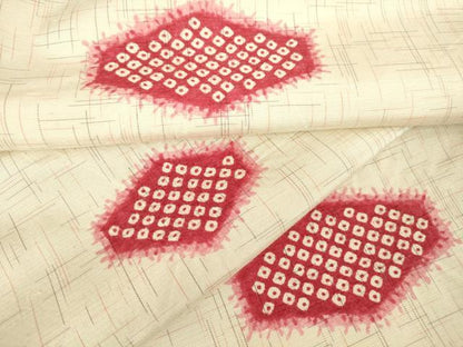 平和屋着物▽上質な紬　単衣　絞り　亀甲絣文　正絹　逸品　DAAV5370az
